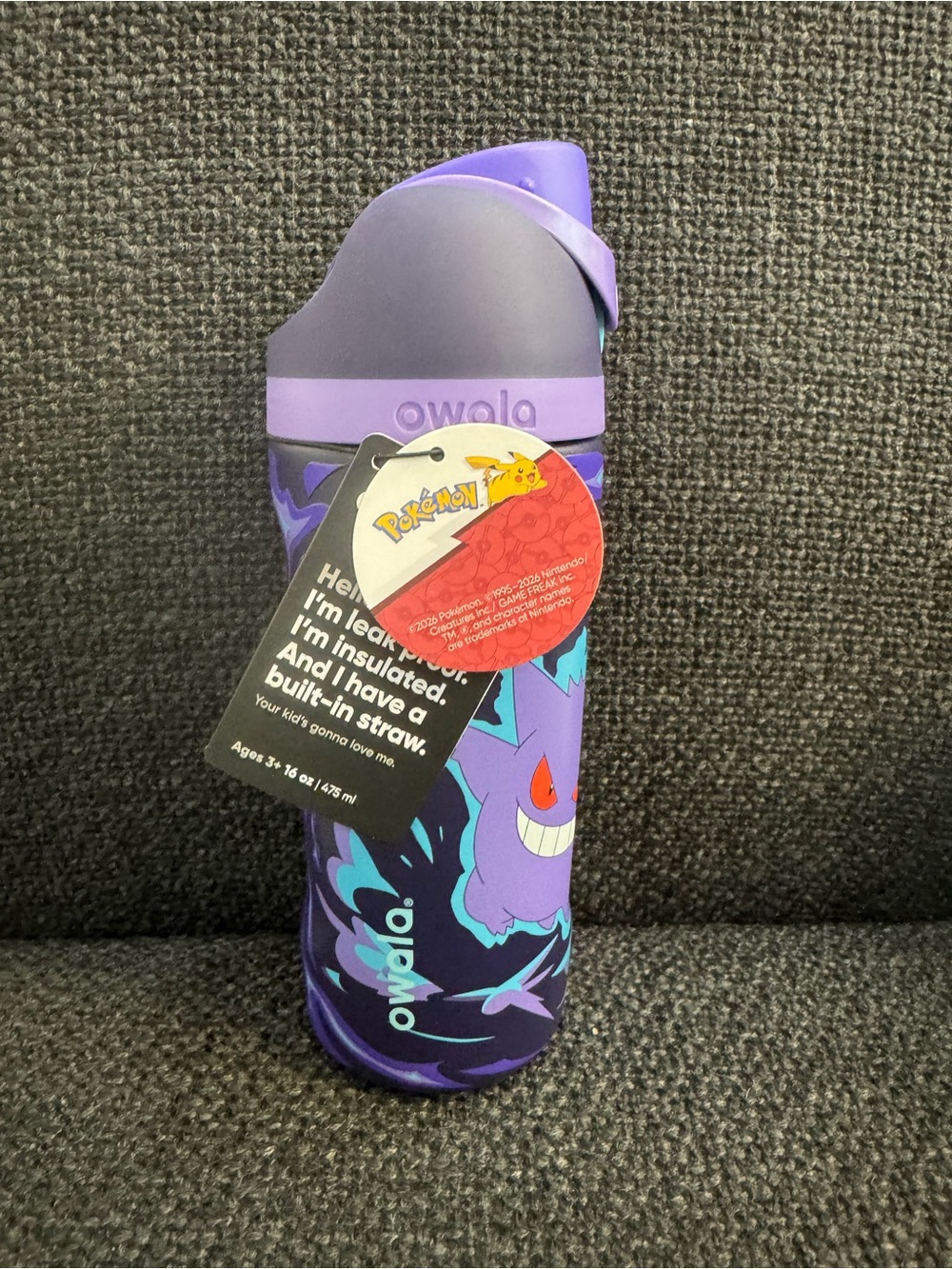 Owala Pokémon Gengar Insulated Straw Water Bottle — Purple